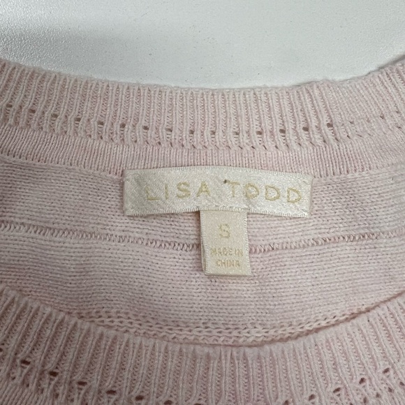 Lisa Todd Baby Pink Tie Sleeve Detail Cotton Sweater Size Small - Picture 3 of 9